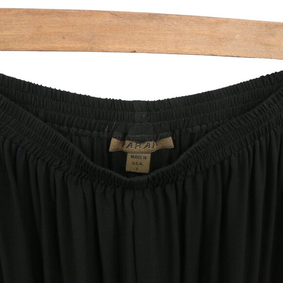 Harari Silk Solid Black Pull On Wide Leg Pants S - Picture 5 of 5